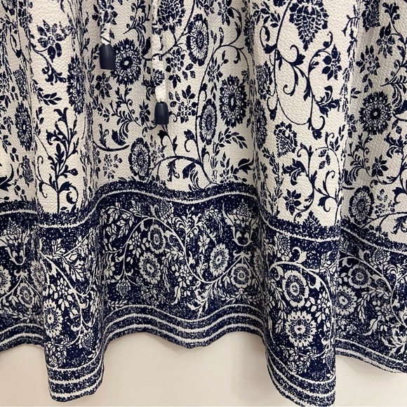 MARIO Serrani blue white midi dress bohemian lightweight floral pattern medium - Picture 4 of 13